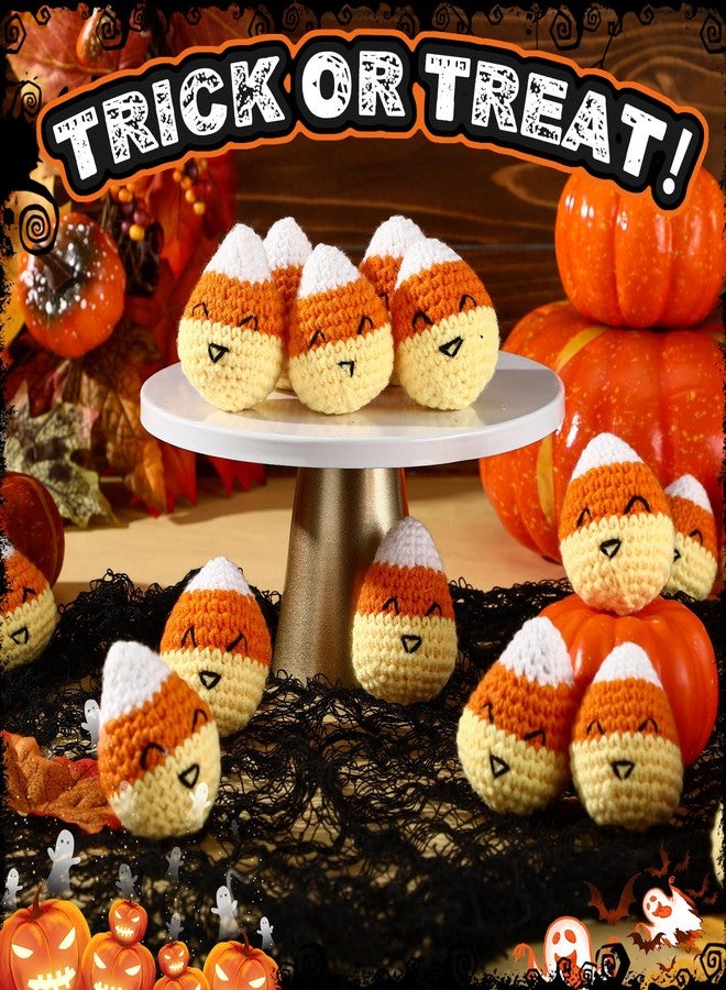 Silipull 6 Pcs Candy Corn Plush Fall Party Decoration Handmade Knitted Crochet Corn Thanksgiving Gifts for Guests Treat Supplies Goodie Bag Fillers Thanksgiving Gift for Teacher Women Coworker - Image 5